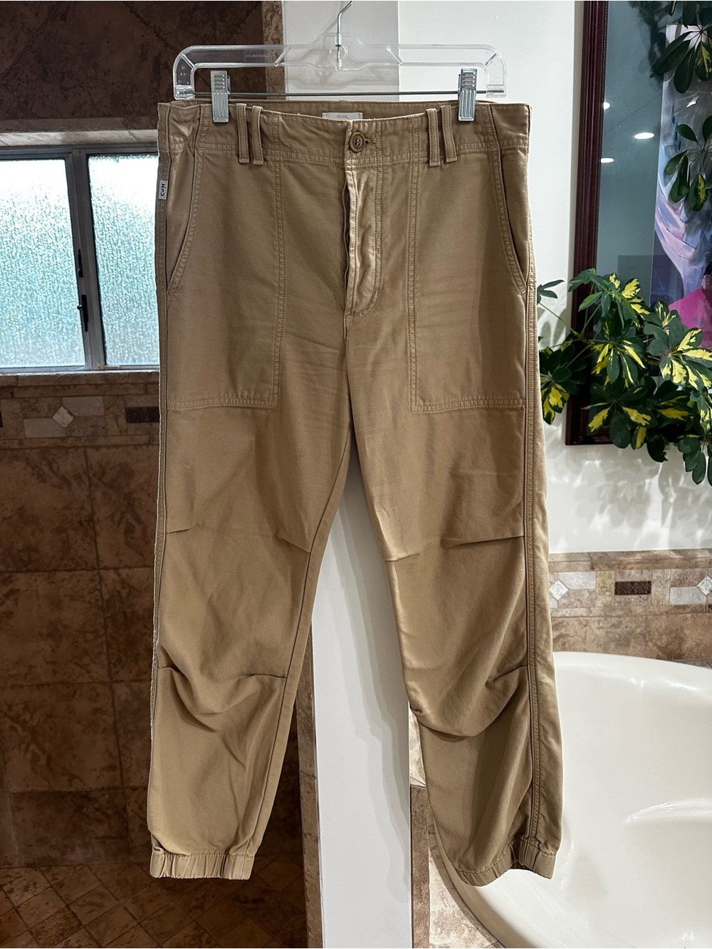Citizens of Humanity Agni Utility Jogger Pants Cocolette Tan Khaki Size 27